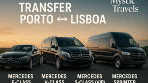 transfer porto lisboa em viaturas Mercedes da Mystic Travels